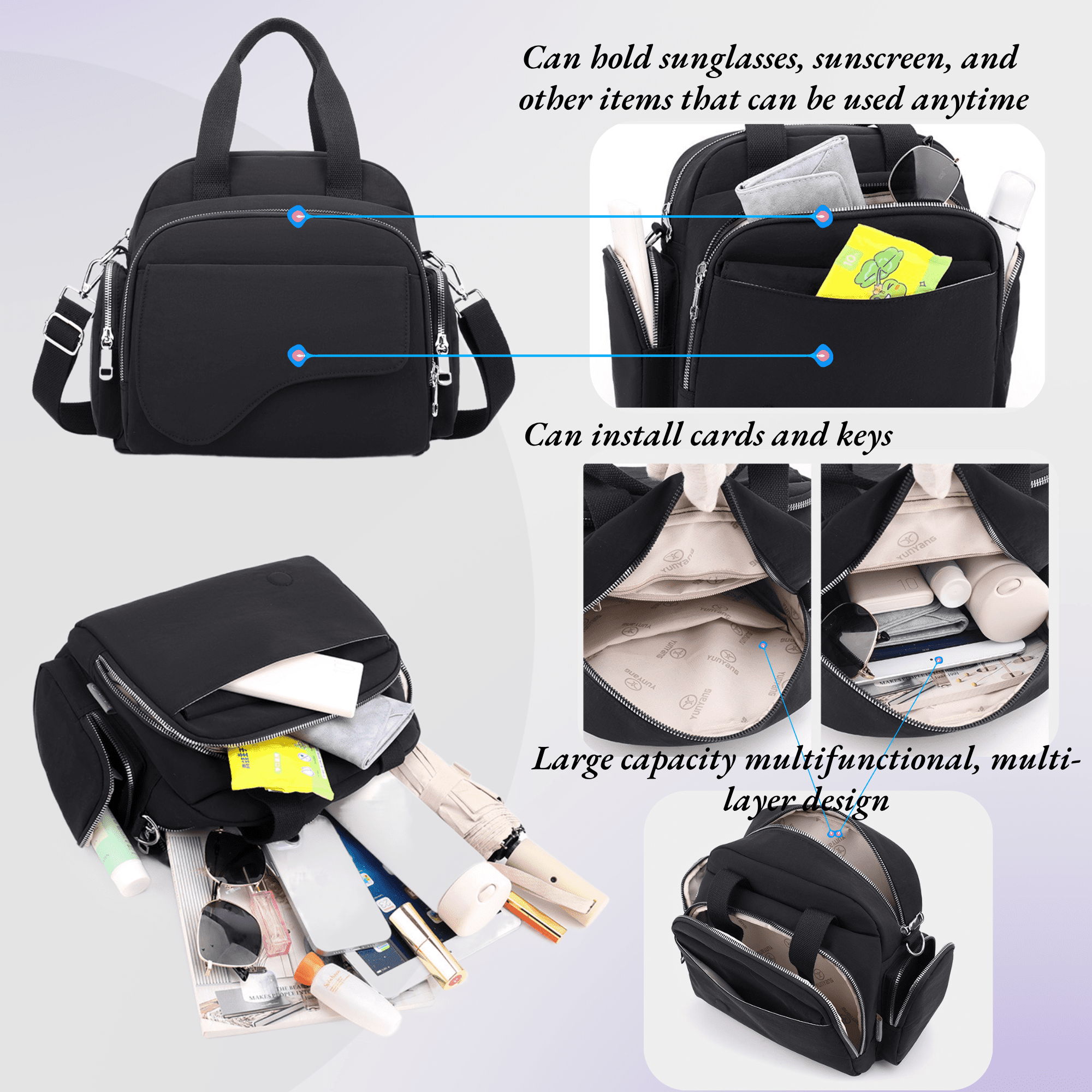 Backpack Purse for Women Fashion Crossbody Bags with Multiple Pockets, Shoulder Bags Multipurpose Design Handbag Ladies Travel Backpack, Pink