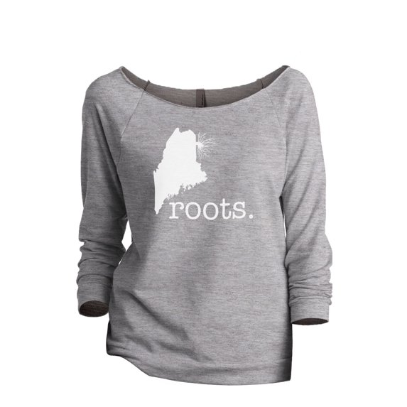 Thread Tank Home Roots State Maine ME 819W Women's Slouchy 3/4 Sleeves Raglan Sweatshirt Sport Grey Small