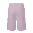thumbnail image 4 of Mens Cotton Linen Shorts Casual Elastic Waist Drawstring Lightweight Summer Beach Cargo Shorts Light Purple S, 4 of 4