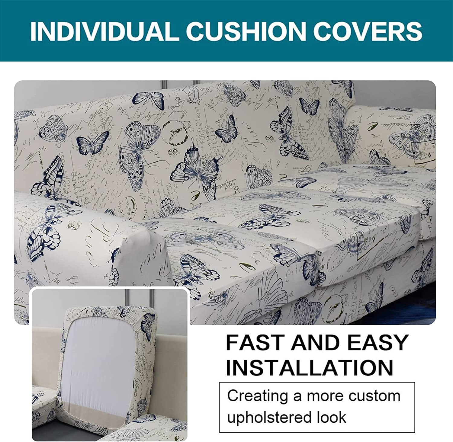 CHUNTIAN 2 Piece Chair Covers Printed Sofa Covers Couch Covers Washable Armchair Sofa Couch Slipcover Furniture Protector with Elastic Bottom for Living Room (Armchair, 20), Small