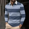 thumbnail image 2 of Atogsazn Mens Striped Shirt Casual Button Down Long Sleeve Pullover T-shirt Workout Tops Clothing Sweatshirt Navy XXXL Fashion, 2 of 5