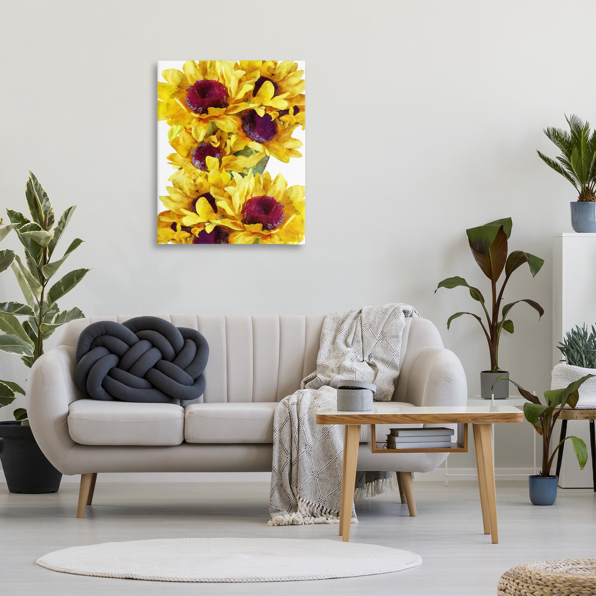 Stupell Industries Overlapping Sunflower Blooms Botanical & Floral Painting Gallery Wrapped Canvas Art Print Wall Art, 30 x 40