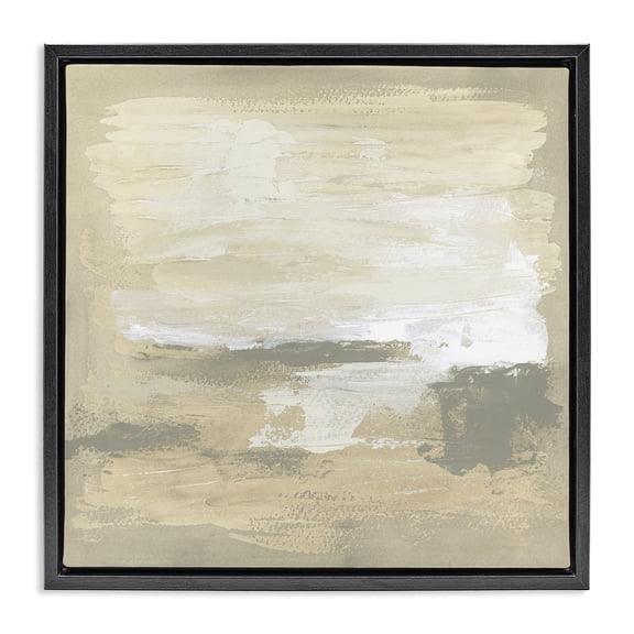 Stupell Industries Contemporary Neutral Reflections Beige Abstract Black Floating Frame Canvas Art, 18 x 18, by June Erica Vess