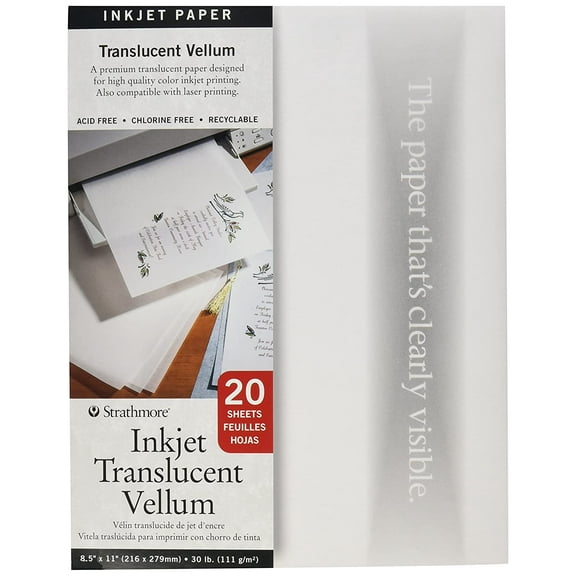 Strathmore Translucent Ink Jet Vellum 8.5"X11" 20/Pkg