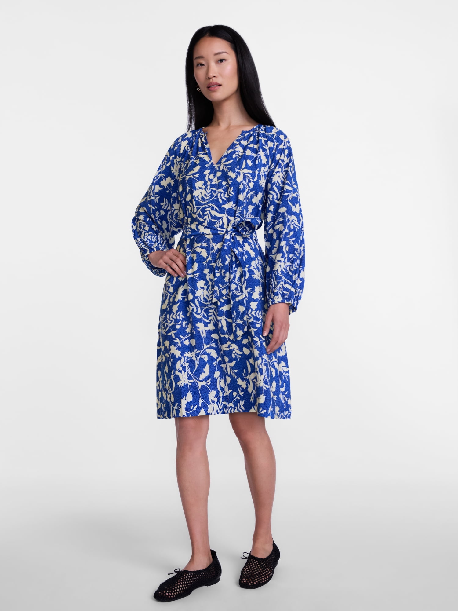 Scenario Women's and Women's Plus Mini Dress with Long Balloon Sleeves, Sizes XS-4X