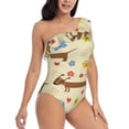 thumbnail image 3 of Honeii Dachshund Dog And Flower for women's one-piece swimsuit featuring a chic one-shoulder design experience elegance and style in the water-XX-Large, 3 of 6