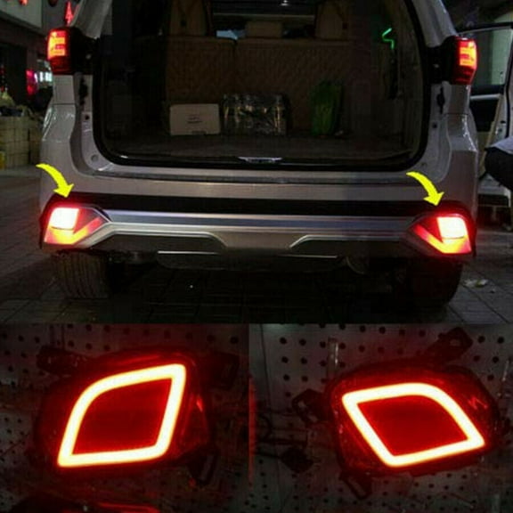 Pair LED Rear Bumper Fog Lamp Tail Driving Light For Toyota Highlander 2015-2019