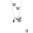 thumbnail image 2 of Delight Jewelry Silvertone 3-D Purple Running Shoe Silver tone Guardian Angel Charm Necklace and Stud Earrings, 2 of 4