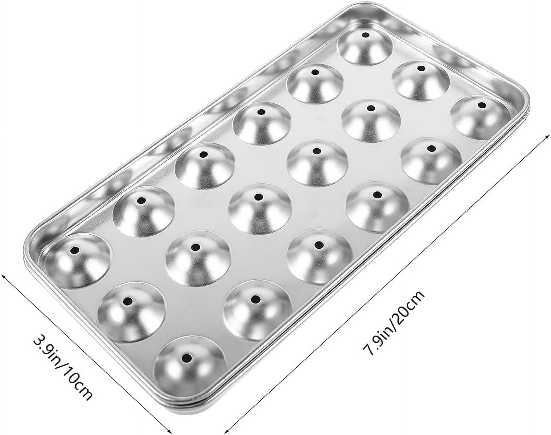 ABPETE Stainless Steel Round Ice Cube Tray With Lid - Easy Release Mold for Ice Balls - Freezer Tray for Drinks, Soda, Whiskey, Cocktails