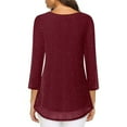 thumbnail image 6 of YanHoo Sparkle 3/4 Sleeve Tunic Tops for Women 2026 Sequin Glitter Pleated Dressy Blouse Crewneck Loose Fit Lightweight Shimmer Party Shirts Wine,XL, 6 of 7