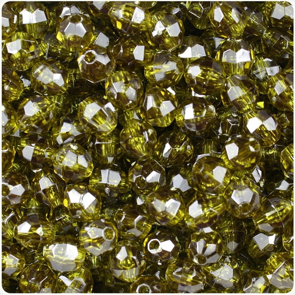BeadTin Avocado Transparent 8mm Faceted Round Craft Beads (450pcs)