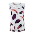 thumbnail image 4 of Usmixi Womens Tank Tops Summer Feather Print Round Neck Sleeveless T Shirts Plus Size Fashion Lace Patchwork Lightweight Tunic Vest Blouses Purple xxxl Clearance Under $5, 4 of 5