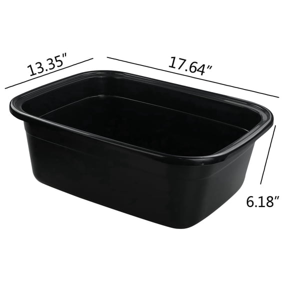Idotry Rectangle Plastic Black Washing Basin/Tub, Pack of 2 (18 Quart)