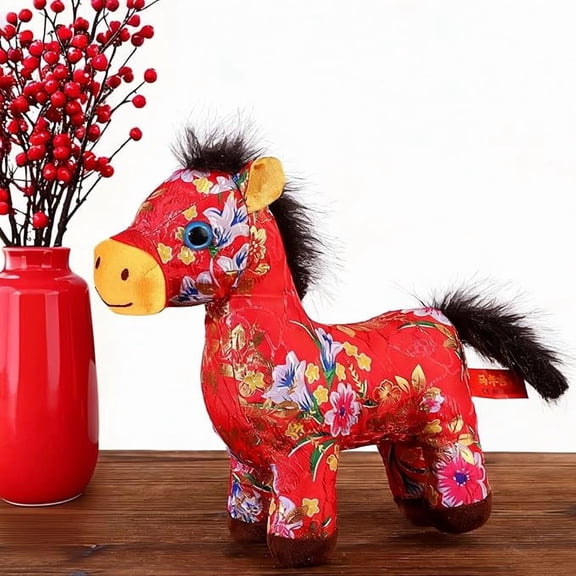 2026 Year of The Horse Stuffed Animals Mascot Plush 7.9 inch Chinese New Year Horse Mascot Doll Toys Chinese Zodiac Decor for Spring Festival Lunar New Years Gifts Home Car Decor Blessing Souvenir