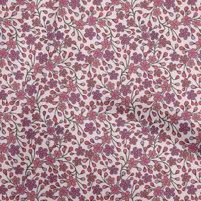 oneOone Velvet Pink Fabric Floral Retro Sewing Craft Projects Fabric Prints By Yard 58 Inch Wide