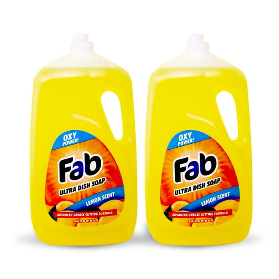 Fab Dishwashing Liquid Dish Soap, Lemon Scent, 90 fl oz (Pack of 2)