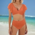 thumbnail image 2 of Ticikt Women's High Waisted Bikini Sets Sporty Two Piece Swimsuits Color Block Cheeky High Cut Bathing Suits, 2 of 5