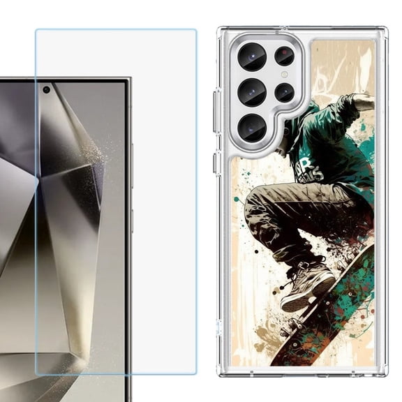 Phone Case for Samsung Galaxy S26 Ultra, with Screen Protector, by OneToughShield - Skateboarding
