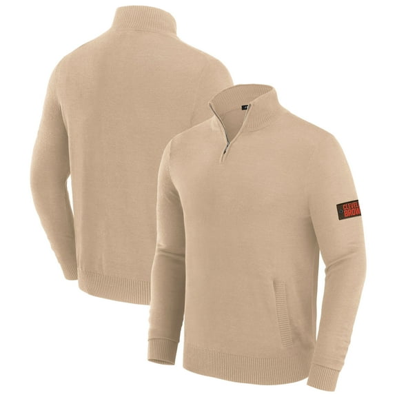 Men's J. Palmer Tan Cleveland Browns Franchise Quarter-Zip Sweater
