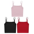 thumbnail image 5 of Miutii Girls Ribbed Camisole Cotton Cami 3 Pack Kids Basci Tank Undershirt Sleeveless Dance Crop Top Black&Red&Pink M, 5 of 8