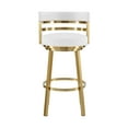 thumbnail image 2 of Madrid Bar Stool 30" Seat Height Swivel with Gold Brushed Stainless Steel and White Faux Leather, 2 of 11