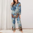 thumbnail image 2 of Salouo Dog Angel Ascension Pattern Women's Pajamas Set Long Sleeve Button Down Sleepwear Soft Pj Lounge Sets for women 2 Piece Pjs Set with Long Pants-Large, 2 of 7