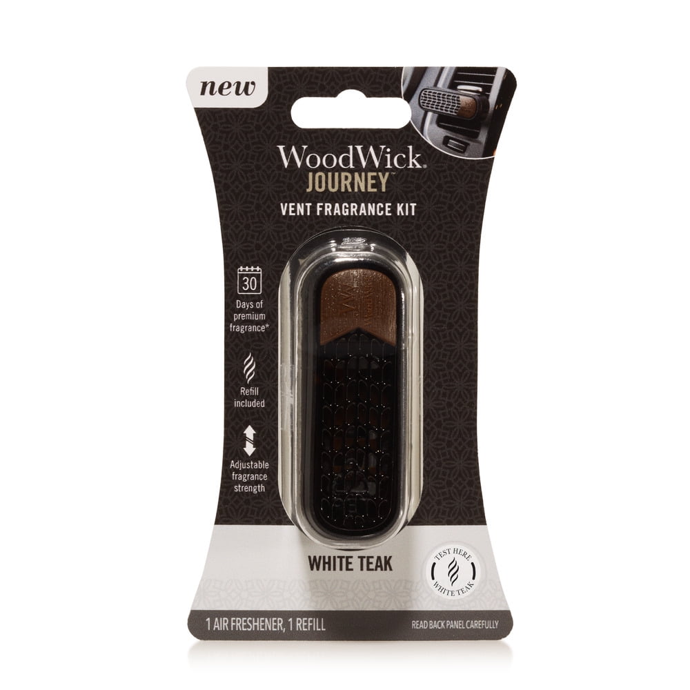 WoodWick Journey Vent Kit White Teak, Automotive Air Fresheners, Diffuser Pack, 1 Count