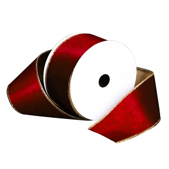 ABPWLY Velvet Wired Ribbon, 5 Inch Khaki Gold Crushed Velvet Christmas Ribbon for Christmas Tree Decoration Big Bow Gift Wrapping Crafts Wreaths Supplies