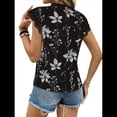 thumbnail image 3 of Blusas de Encaje con Estampado Floral para Mujer, Cuello Redondo, Mangas , Estilo Bohemio, Blancas, Talla M, 3 of 9