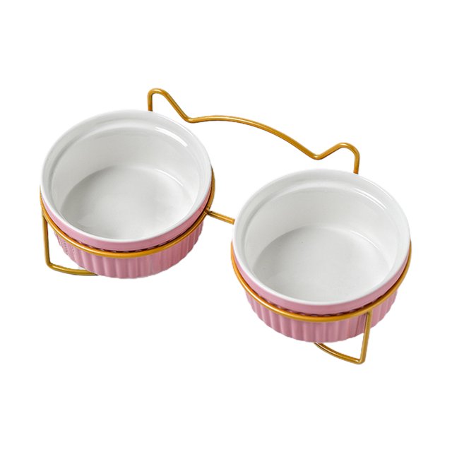 Cuencos para gatos, juego de cuencos de comida y agua de cerámica para cachorros, cuencos para mascotas en interiores con soporte MFZFUKR CPB-DE-SSW2124-2