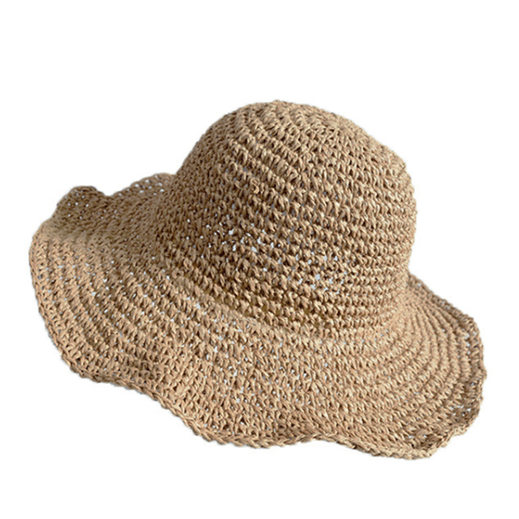 Aunavey Womens Beach Sun Straw Hat UV UPF50 Travel Foldable Brim Summer UV Hat