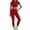 Red, variant on UDAUDU Womens Seamless 2 Piece Yoga Outfit Short Sleeve Crop Top And High Waist Leggings Exercise Set Navy M