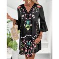 thumbnail image 2 of EASYBRAUS Women V Neck Lace Print Summer Dress Casual Floral Flare Sleeve Short Dress, 2 of 6
