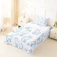thumbnail image 3 of Manfei Minimalism Cat Twin Sheets, Simple Line Animal Bedding, Royal Blue White, 3-Piece, 1 Flat Sheet, 1 Fitted Sheet and 1 Pillowcase, 3 of 6