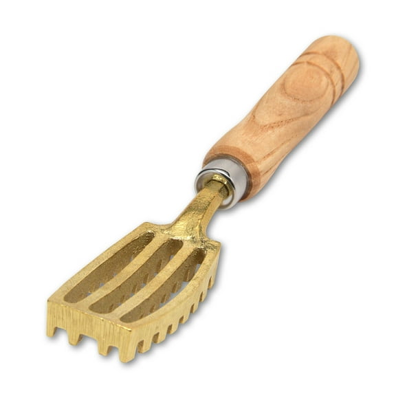 Fish Scaler Brush,with Brass Serrated Sawtooth and Ergonomic Wooden Handle