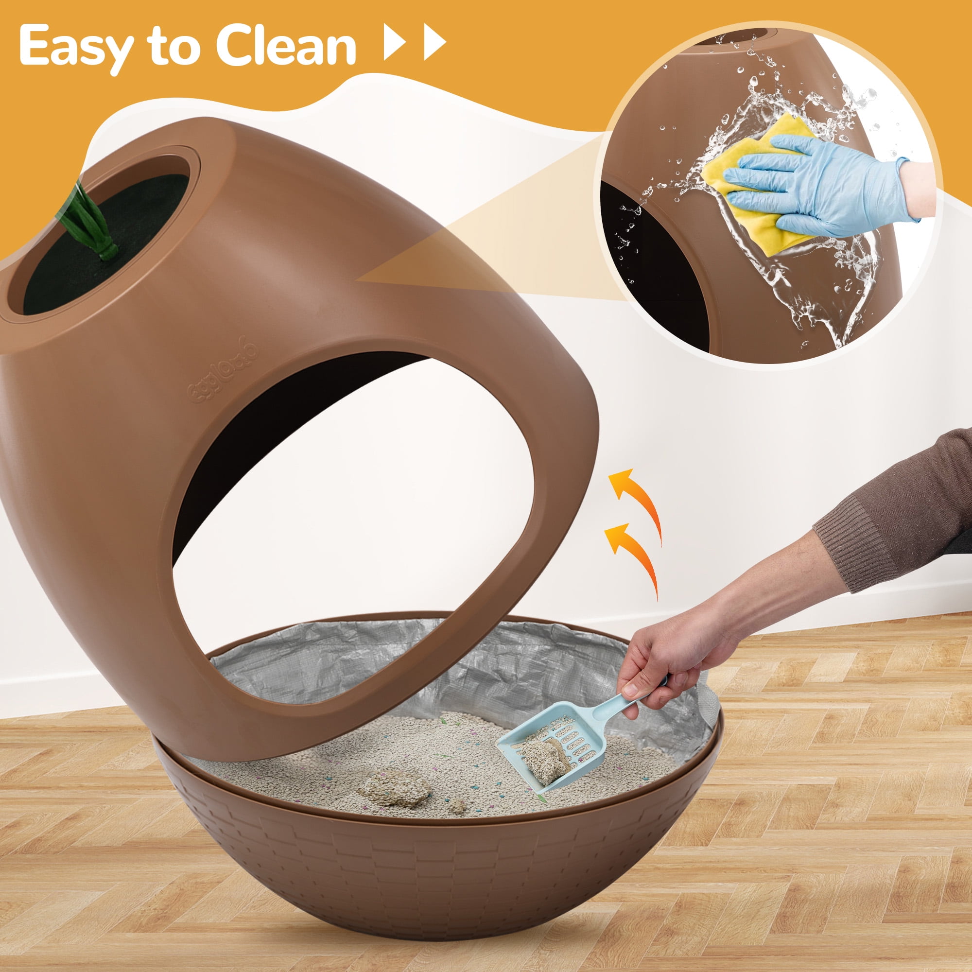 Coziwow Plant Litter Box, Hidden Cat Litter Box with Artificial Plants and Cat Litter Mat, Carbon Odor Filter System, Easy to Clean, Brown