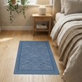 thumbnail image 3 of ODIKA 2'x3' Washable Throw Rug Door Nautical Beachy Wave Motif Frame Front Layered Welcome Striped Refined for Hallway, Study Room, Non-Slip Low Profile, Flatwoven, 3 of 7