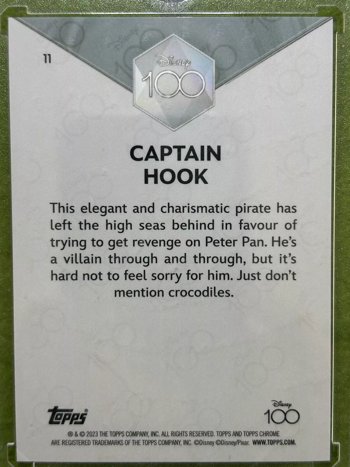 Captain Hook DISNEY 100 GREEN REFRACTOR # 99/99 CARD 2023 Topps