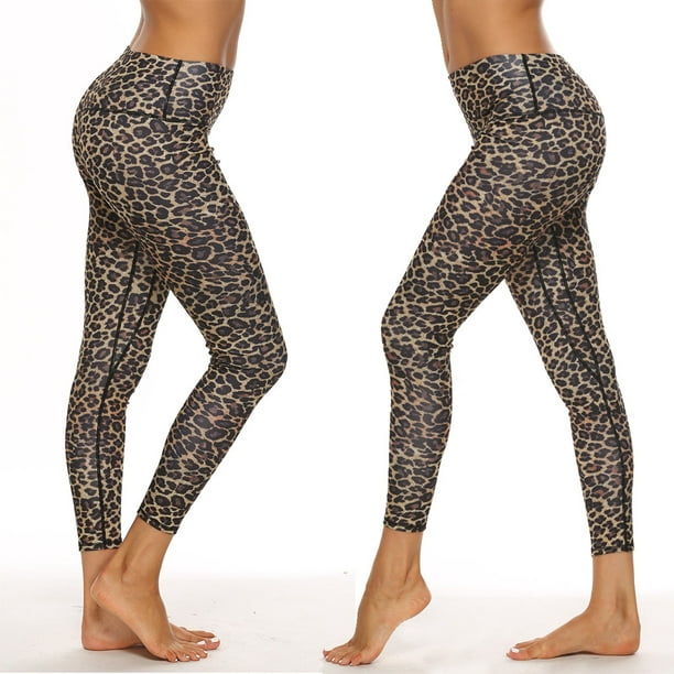 SUWHWEA Womens Yoga Pants Women Leopard Cheetah Print Pocket High Waist  Casual Yoga pants Tights Leggings for Women 
