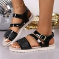 thumbnail image 6 of Sandals Under $15， Xunlbb Women's Fashion Casual Sequined Buckle Spring And Summer New Thick-Soled Breathable Sandals(Black,Size:36), 6 of 7