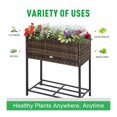 thumbnail image 3 of Raised Garden Bed, Elevated Planter Box with Rattan Wicker Look, Tool Storage Shelf, Portable Design for Poolside, Park, Garden, Patio, Balcony, Backyard, Brown, 3 of 5