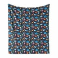 thumbnail image 1 of Marine Soft Flannel Fleece Throw Blanket, Funny Ocean Animals in Cartoon Style Such As Crab Octopus Shark and Whale Image, Cozy Plush for Indoor and Outdoor Use, 50" x 70", Multicolor, by Ambesonne, 1 of 6