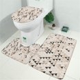 thumbnail image 2 of Beige Geometric Triangle Pattern Bathroom Rugs Sets 3 Piece,Toilet Cover Set,Absorbent Non Slip Bathroom Mats Sets with U-Shaped Contour Rug Toilet Rug Set, 2 of 5