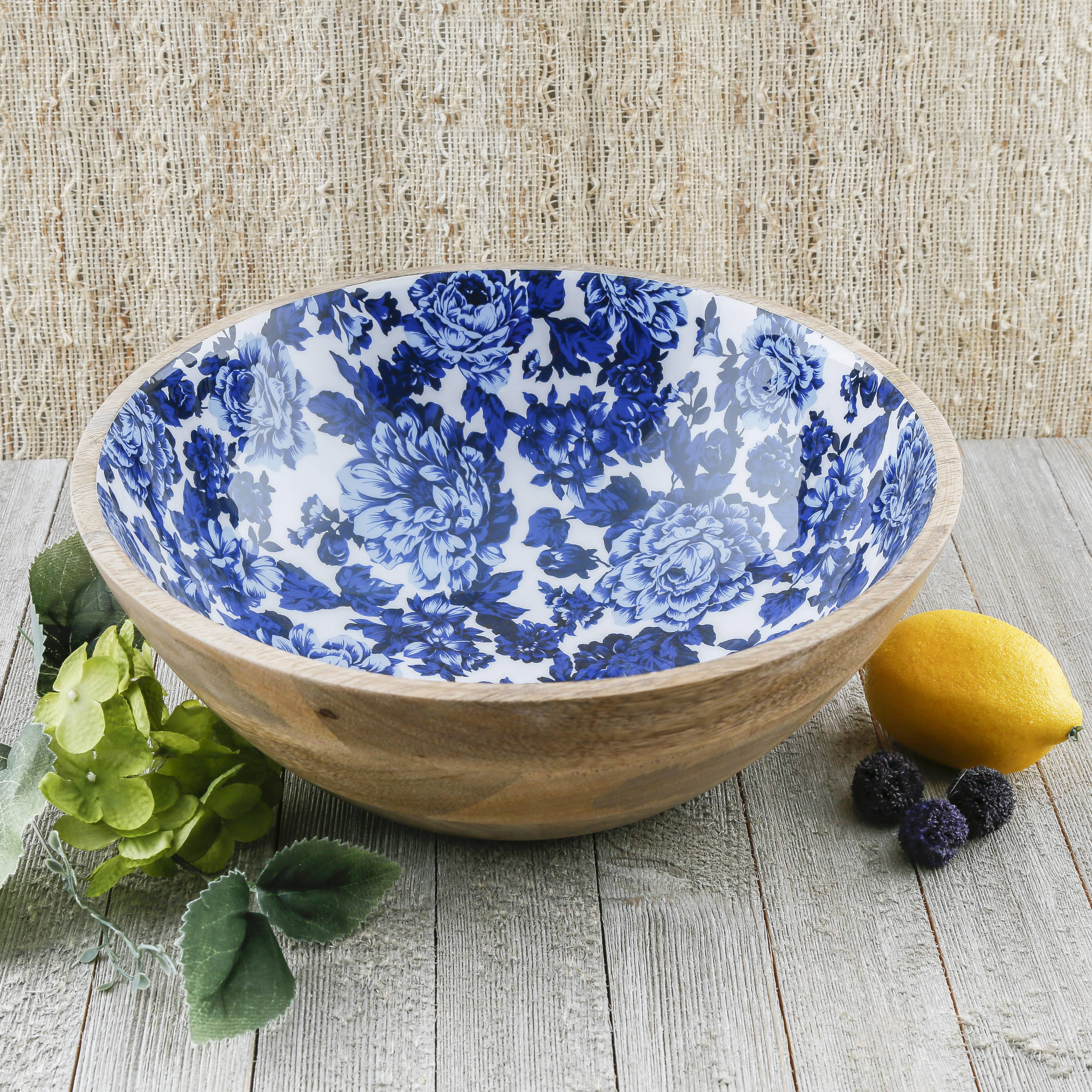 The Pioneer Woman 11.5-inch Wood Serving Bowl, Heritage Floral