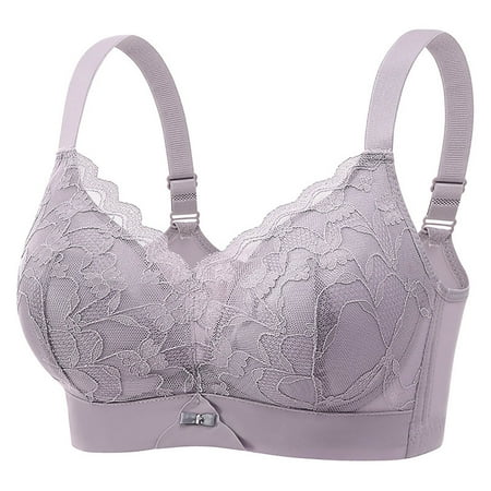 Wireless Bras Plus Size  Xunlbb Women s Plus Size Bra Cover Beautiful Back Gathered Lace Gathered Accessory Bra(Purple XXL)