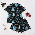thumbnail image 4 of Short Sleeve Christmas Pajamas Set for Women Button Down Sleepwear Matching Shorts Graphic Cute Pjs 2 Piece Lounge Sets, 4 of 5