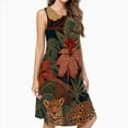thumbnail image 2 of Jungle Leopards Tropical Floral Print Dress Elegant Party Dresses Evening Dresses Women Dress Sleeveless Dress Ladies Dresses, 2 of 4