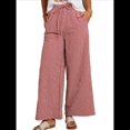 thumbnail image 2 of Pantalones Palazzo de Pierna para Mujer, Cintura Alta, con Cordón, Informales, Holgados, con Bolsillos, para Verano y Otoño. Rojo XXL, 2 of 10