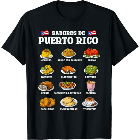 Premium model-Unisex-100% cotton-Puerto Rico Foods Boricua Flag Proud Puerto Rican Heritage T-Shirt