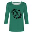 thumbnail image 4 of QATAINLAV T-Shirts Graphiques de Rugby pour Femmes Jour de Match 2025 Été Manches 3/4 Hauts Coupe Ample Décontractés Col Rond Blouses Tenues de Vacances Liquidation Soldes Vert G, 4 of 5